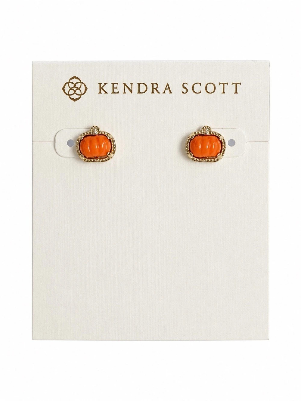 Kendra Scott Pumpkin Gold Stud Earrings in Orange Mother-of-Pearl Orange & Gold